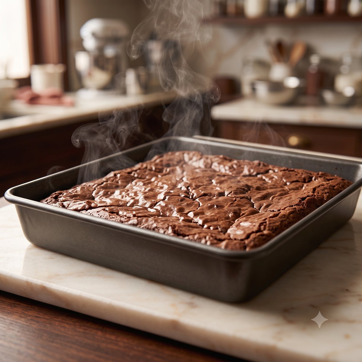 Brownie tradicional saindo do forno